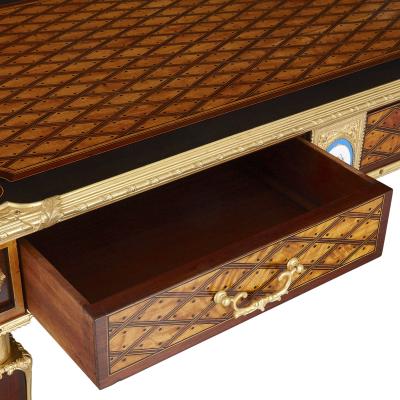Donald Ross Antique English gilt bronze and marquetry desk by Donald Ross