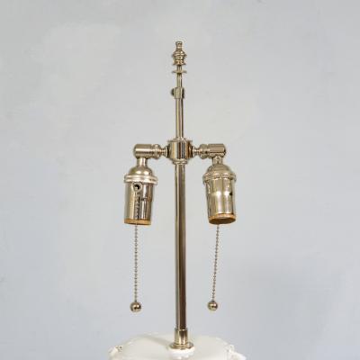 Dora Stanczel French Bespoke Pair of Glazed Porcelain Wide Swirl Lamps