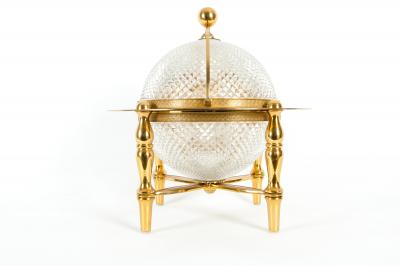 Dore Bronze Cut Crystal Globe Shape Liquor Cave Tantalus