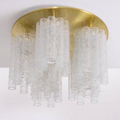 Doria Leuchten 1 of 5 Huge Doria Flush Mount Chandelier with Glass Tubes and Brass Plate