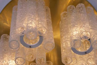 Doria Leuchten 1 of 5 Huge Doria Flush Mount Chandelier with Glass Tubes and Brass Plate