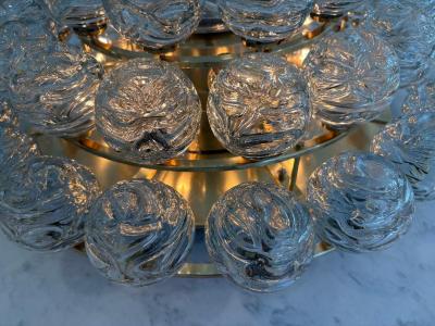 Doria Leuchten 1970s Giant Swirled Glass Snowball Flush Mount Fixture by Doria Leuchten