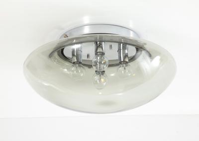 Doria Leuchten 1970s Smoke Gray Glass Flush Mount Sconce 