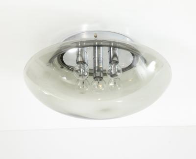 Doria Leuchten 1970s Smoke Gray Glass Flush Mount Sconce 