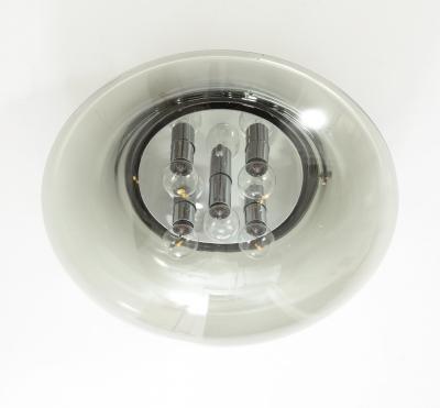 Doria Leuchten 1970s Smoke Gray Glass Flush Mount Sconce 