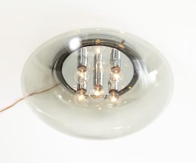 Doria Leuchten 1970s Smoke Gray Glass Flush Mount Sconce 