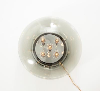 Doria Leuchten 1970s Smoke Gray Glass Flush Mount Sconce 
