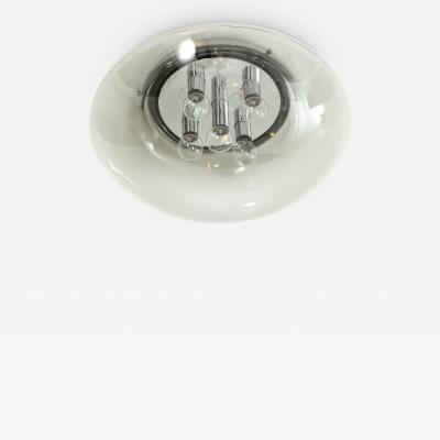 Doria Leuchten 1970s Smoke Gray Glass Flush Mount Sconce 