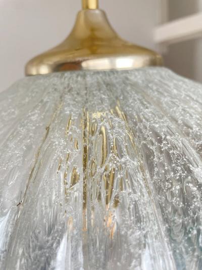 Doria Leuchten DORIA Leuchten Crackle Glass Pendant Lamp Germany circa 1960s