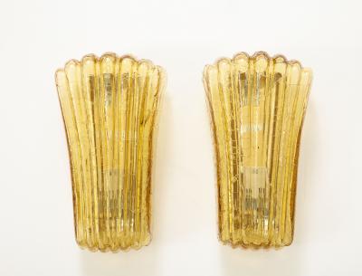 Doria Leuchten Doria Amber Glass Shell Sconces 2 PAIRS