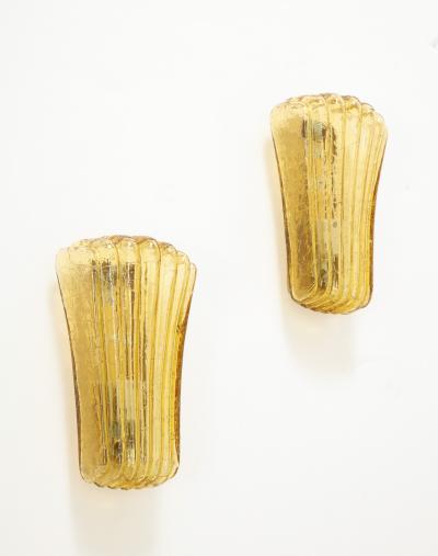 Doria Leuchten Doria Amber Glass Shell Sconces 2 PAIRS