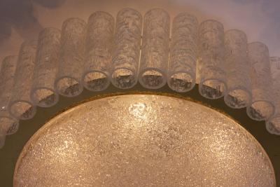 Doria Leuchten Extra Large Doria Glass Flush Mount or Sconce with Brass Surround