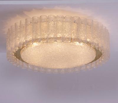 Doria Leuchten Extra Large Doria Glass Flush Mount or Sconce with Brass Surround