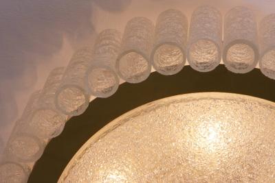 Doria Leuchten Extra Large Doria Glass Flush Mount or Sconce with Brass Surround