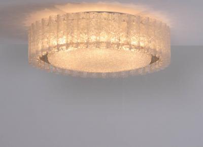 Doria Leuchten Extra Large Doria Glass Flush Mount or Sconce with Brass Surround