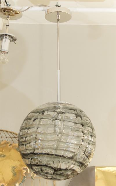 Doria Leuchten Massive Doria Organic Patterned Smoke Toned Glass Globe