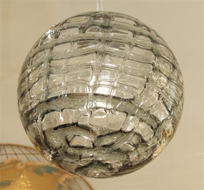 Doria Leuchten Massive Doria Organic Patterned Smoke Toned Glass Globe