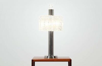 Doria Leuchten Mid Century Chrome Murano Table Lamp by Doria Leuchten