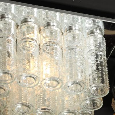 Doria Leuchten Mid Century Modern Molded Glass Cylinder Flush Mount in Chrome by Doria Leuchten