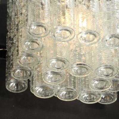 Doria Leuchten Mid Century Modern Molded Glass Cylinder Flush Mount in Chrome by Doria Leuchten
