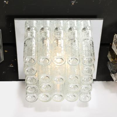 Doria Leuchten Mid Century Modern Molded Glass Cylinder Flush Mount in Chrome by Doria Leuchten