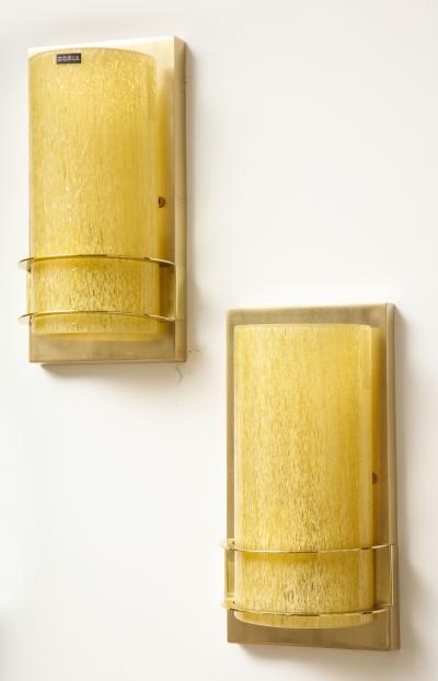 Doria Leuchten Pair of 1960s Amber Glass Sconces by Doria Leutchen 