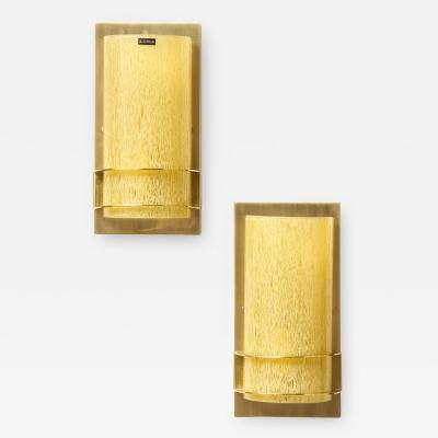 Doria Leuchten Pair of 1960s Amber Glass Sconces by Doria Leutchen 