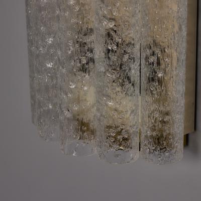 Doria Leuchten Pair of 1970s Doria Leuchten Brass and Ice Glass Wall Lamps