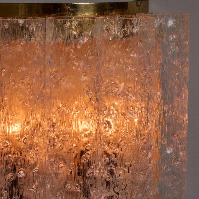 Doria Leuchten Pair of 1970s Doria Leuchten Brass and Ice Glass Wall Lamps