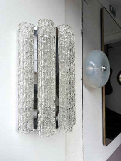 Doria Leuchten Pair of Glass Tube and Metal Chrome Sconces by Doria Leuchten Germany 1970s