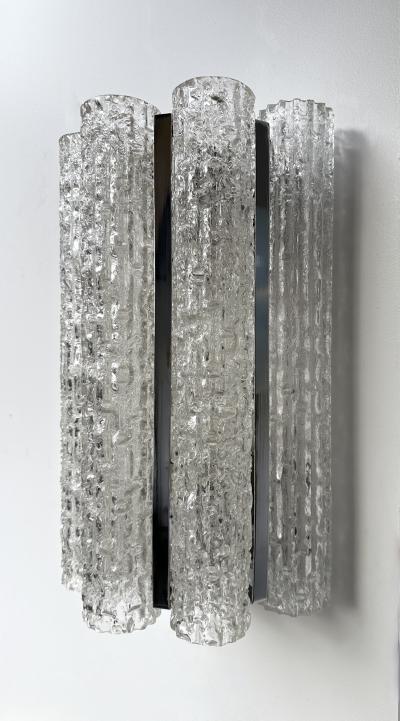 Doria Leuchten Pair of Glass Tube and Metal Chrome Sconces by Doria Leuchten Germany 1970s
