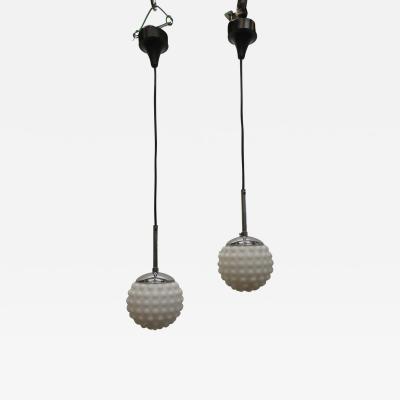 Doria Leuchten Pair of Mid Century Modern Snow Ball Pendant Lights Doria Leuchten