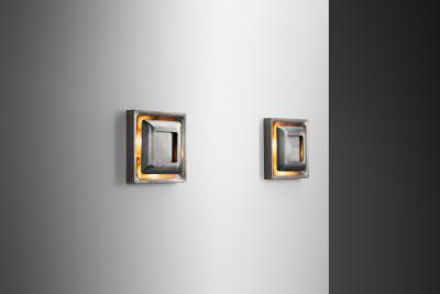 Doria Leuchten Pair of Steel Space Age Wall Lamps by Doria Germany 1960s