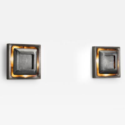 Doria Leuchten Pair of Steel Space Age Wall Lamps by Doria Germany 1960s