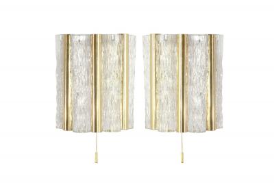 Doria Leuchten Set of Murano Glass and Brass Sconces by Doria Leuchten Germany C 1960s