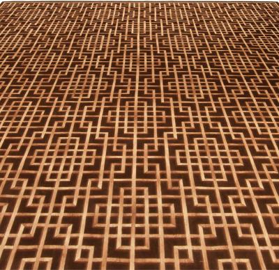 Dorie Leslie Blau Collection Modern Pavilion Design Geometric Brown Wool Rug