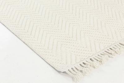Doris Leslie Blau Bauer Collection White Herringbone Design Modern Wool Rug II