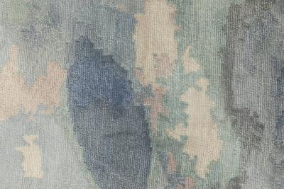 Doris Leslie Blau Collection Abstract Blue Sea Sand Beige Handmade Silk Runner