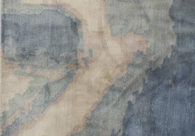 Doris Leslie Blau Collection Abstract Blue Sea Sand Beige Handmade Silk Runner