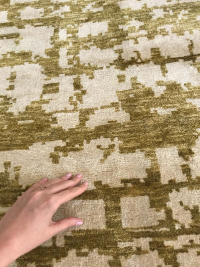 Doris Leslie Blau Collection Abstract Green Element in Hand knotted Silk II