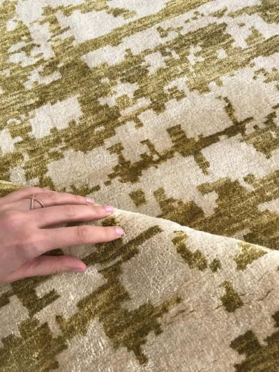 Doris Leslie Blau Collection Abstract Green Element in Hand knotted Silk II