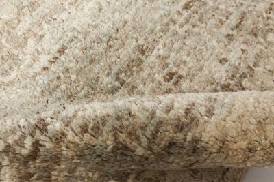 Doris Leslie Blau Collection Abstract Modern Beige Green Handmade Wool Runner