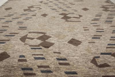 Doris Leslie Blau Collection Abstract Rug Beige Blue Brown Handmade Wool Rug