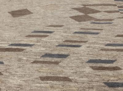 Doris Leslie Blau Collection Abstract Rug Beige Blue Brown Handmade Wool Rug