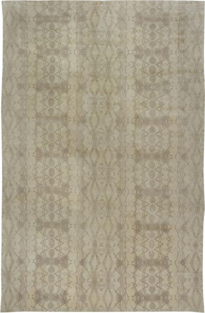 Doris Leslie Blau Collection Abstract Taupe and Beige Handmade Wool Rug