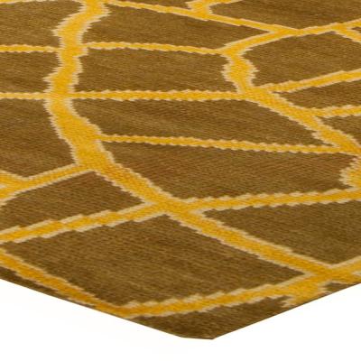 Doris Leslie Blau Collection Abstract Yellow Brown Snake Skin Handmade Wool Rug