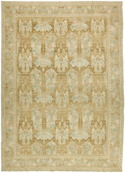 Doris Leslie Blau Collection Alhambra Design Beige and Blue Handmade Wool Rug