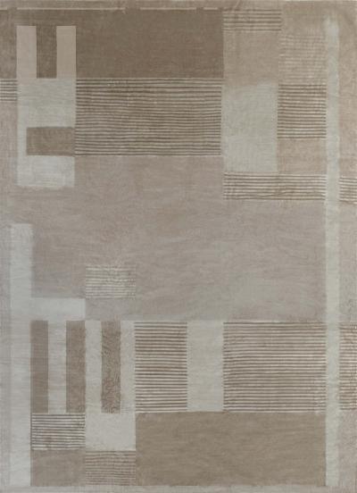 Doris Leslie Blau Collection Art Deco Style Gold Beige Large Brown Handmade Rug