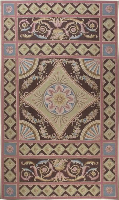 Doris Leslie Blau Collection Aubusson Design Rug in Blue Brown Green and Pink