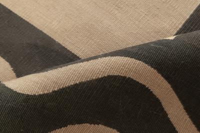 Doris Leslie Blau Collection Aubusson Geometric Design Beige Dark Green Wool Rug